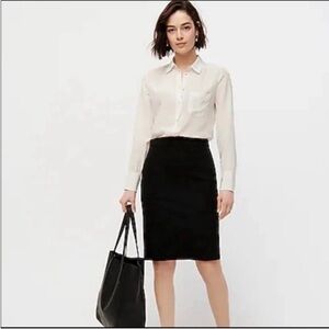 Elegant Black Wool J CREW Pencil Skirt